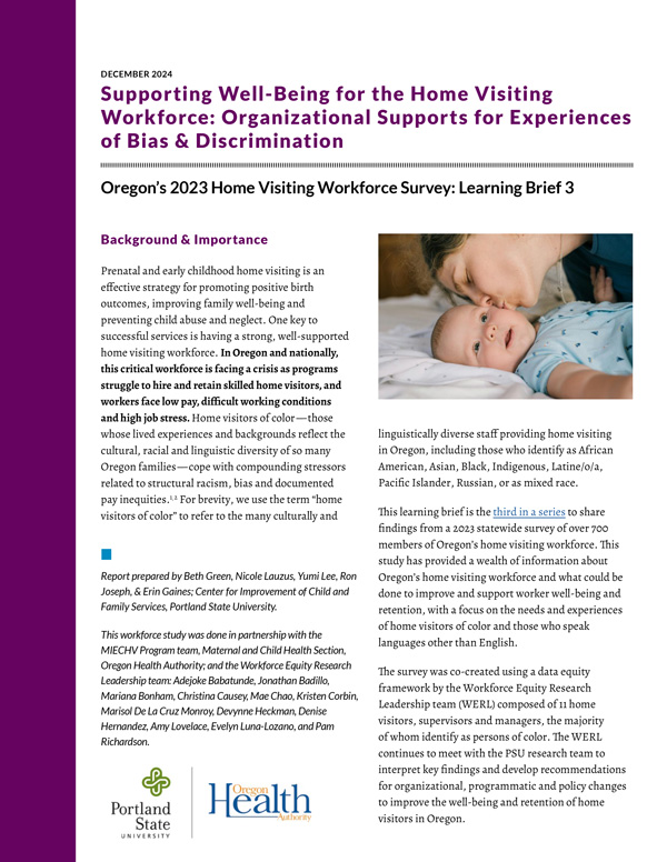 Supporting Well-Being for the Home Visiting Workforce: Organizational Supports for Experiences of Bias and Discrimination (ENGLISH)